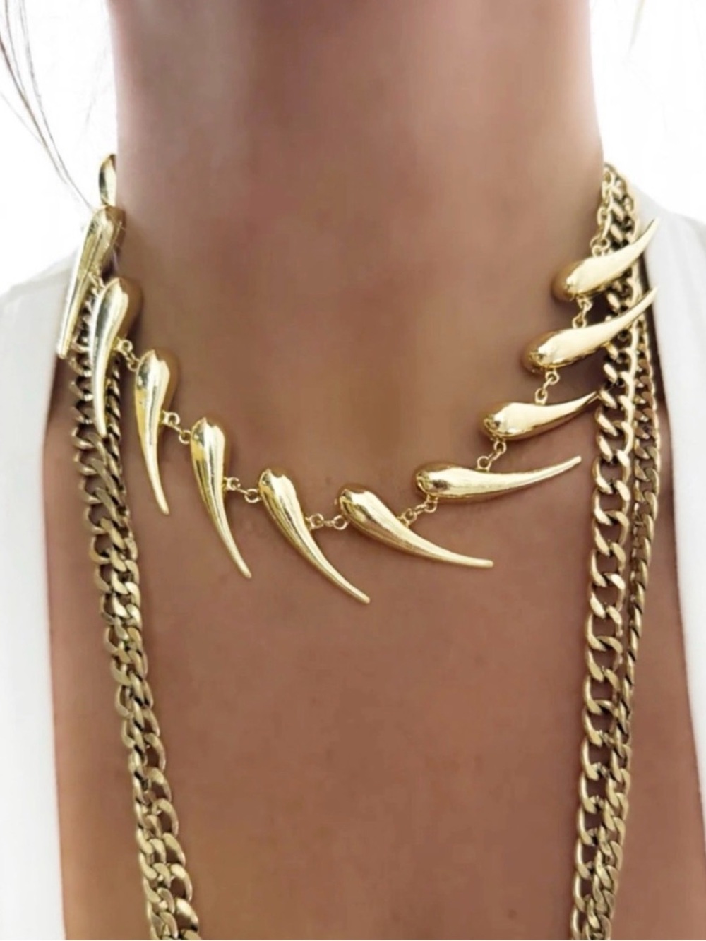 New Pebby Forevee Teardrop Spike Punk Statement Necklace - Picture 7 of 15